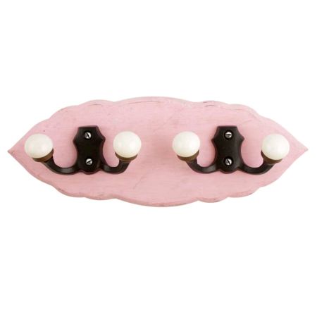 Pink Black Double Loop Ceramic Iron Wooden Hooks